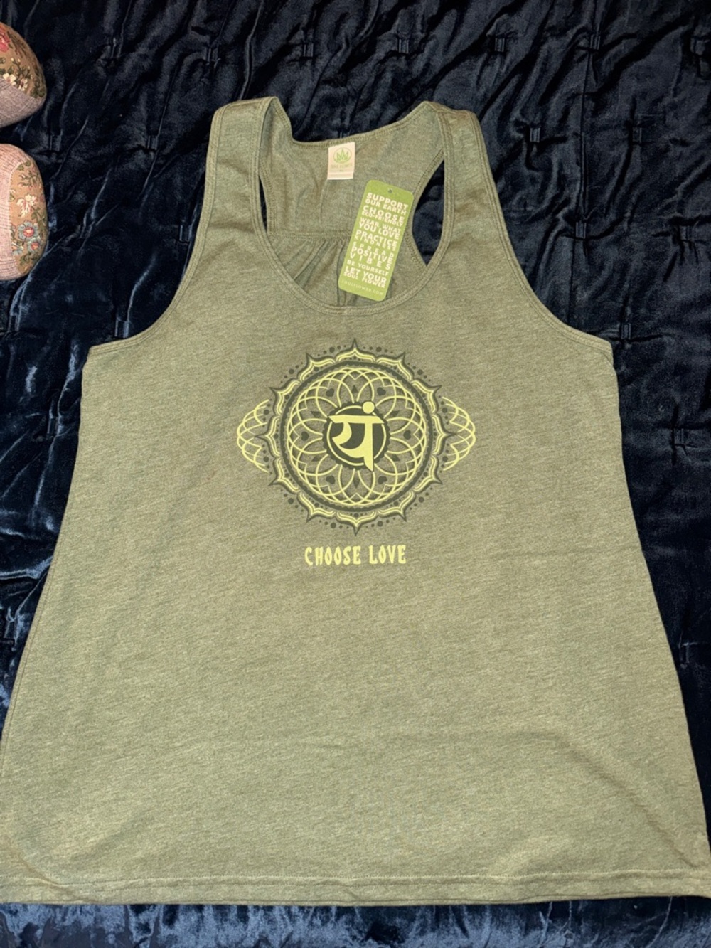 Soul Flower Olive Green Choose Love Chakra Tank